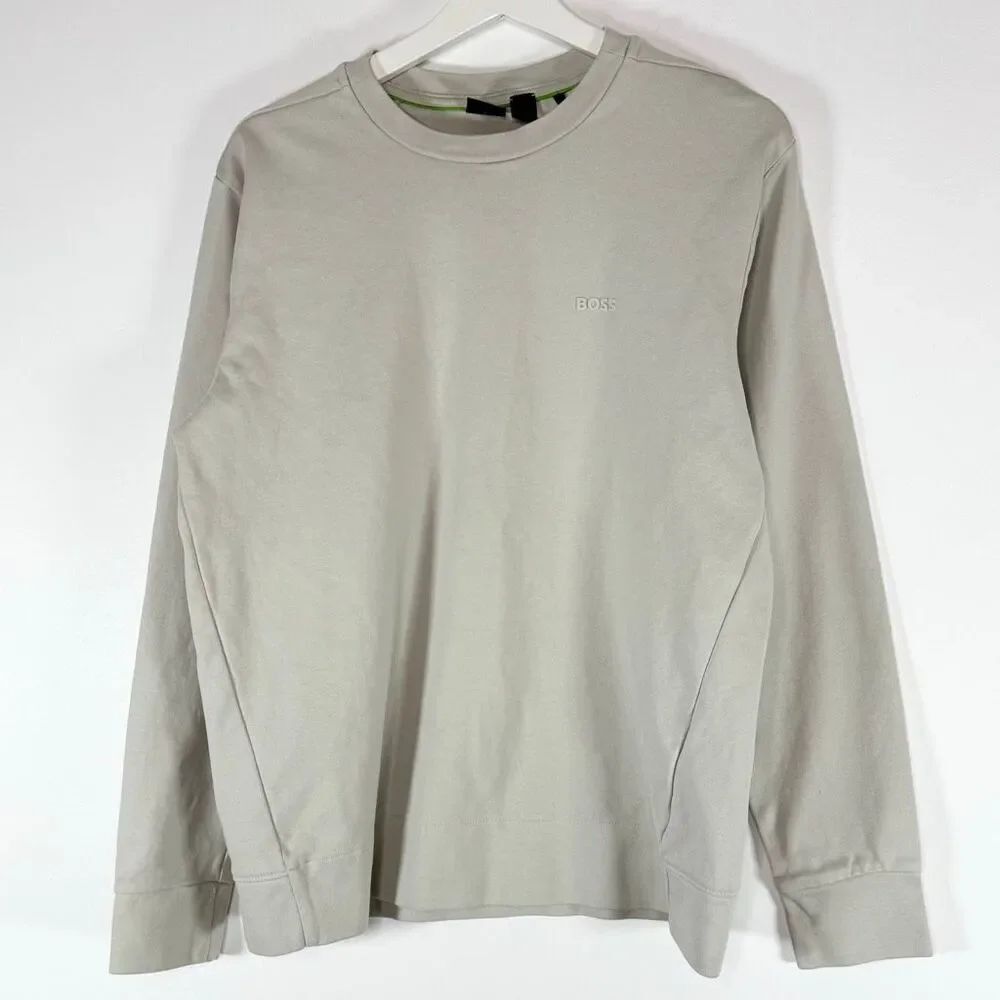 Hugo Boss Jersey Cotton Knit Blend Light Beige Crew Neck Sweatshirt with Matchin